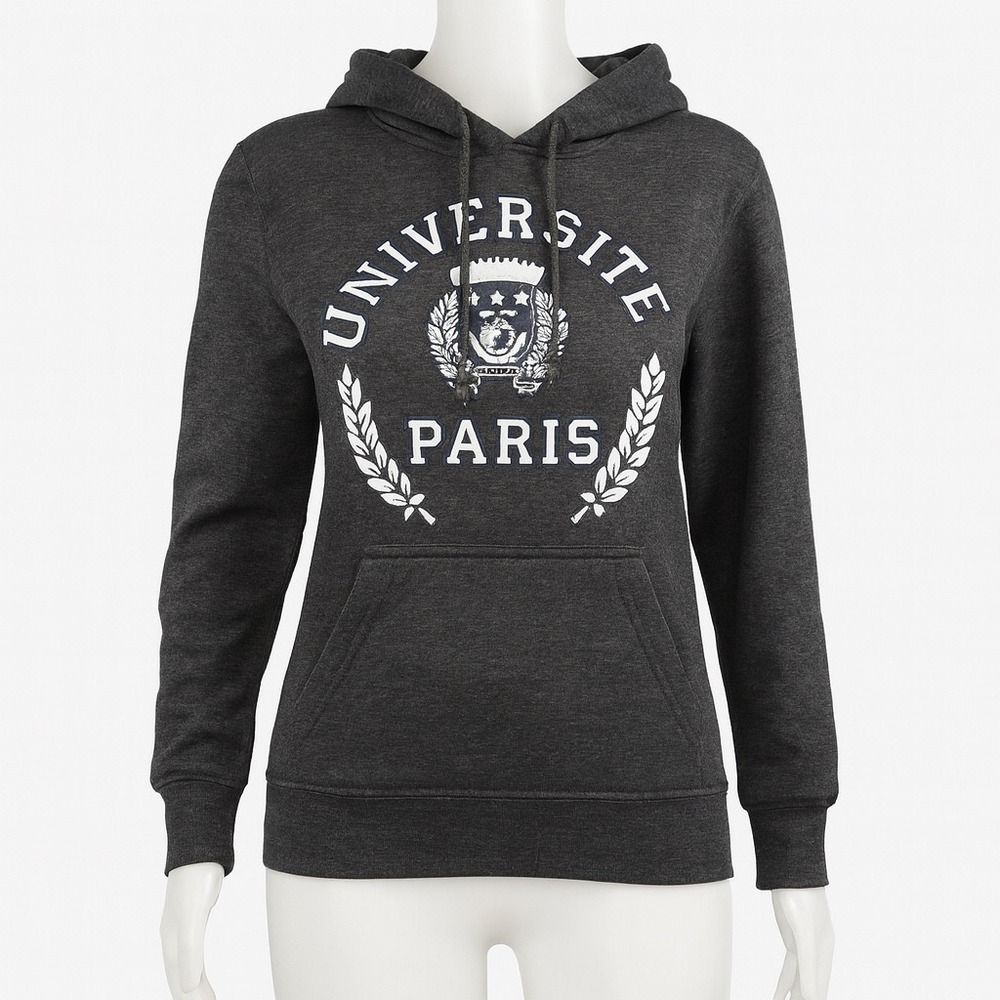 Université Paris‎ Gray Hoodie Unisex Medium College Streetwear Y2K Alam Fashion